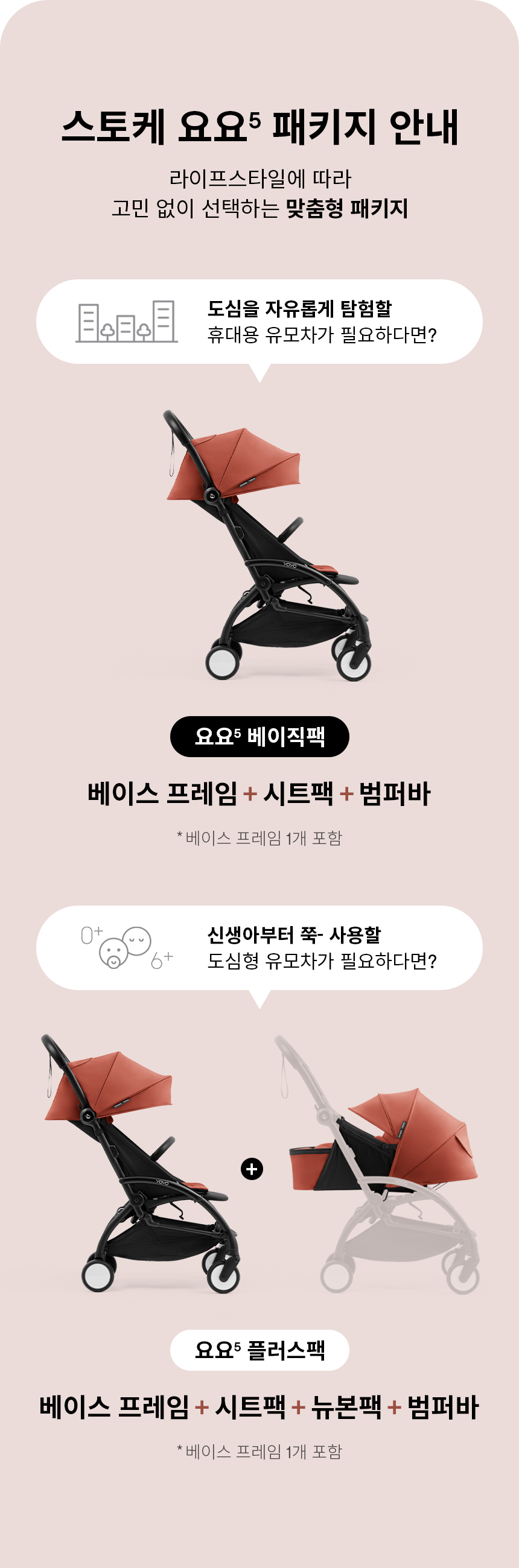 스토케 요요5 프리미엄 휴대용 유모차 - 봉쁘앙 베이지 플러스팩+범퍼바 basicpack_3_BB